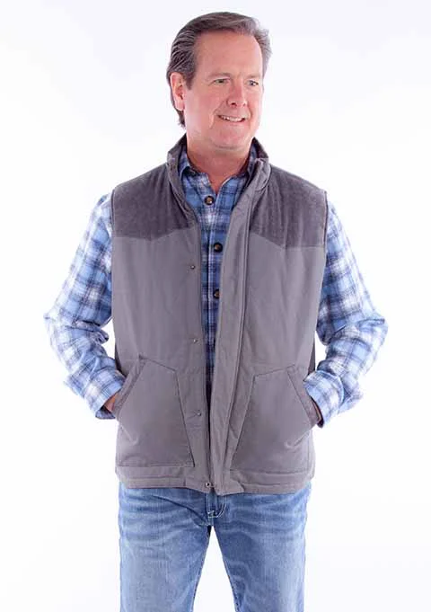 men's zip-up vests-Men’s Scully Canvas Vest #TR-079