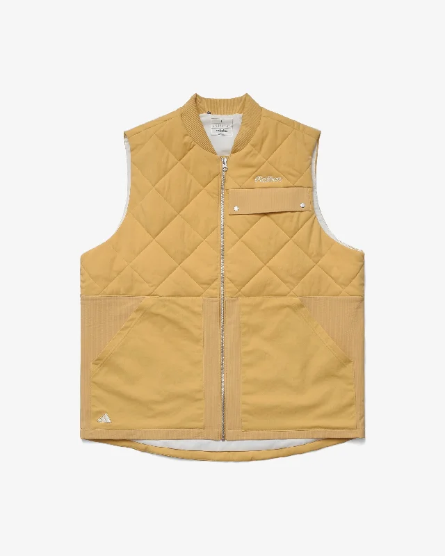 men's patterned vests-MALBON X ADIDAS GO-TO QUILTED DWR FULL ZIP VEST