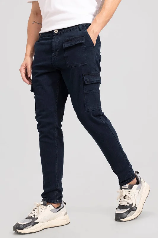 men's modern pants-Xavie Blue Cargo Jeans