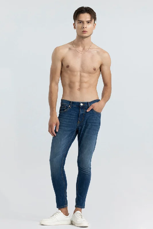 men's tapered pants-Oceanic Mid Blue Skinny Jeans