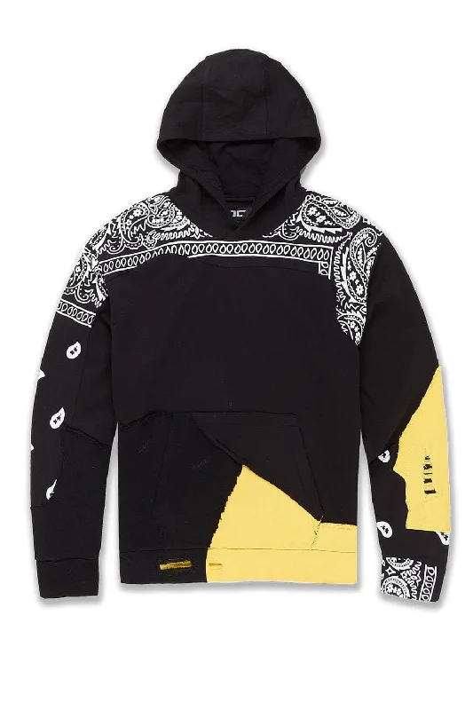 men's camping hoodies-Big Men's Paisley Pullover Hoodie (Pollen)