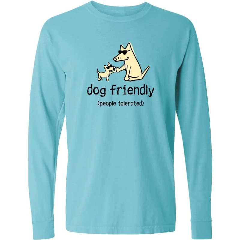 men's plain color t-shirts-Dog Friendly People Tolerated - Classic Long-Sleeve T-Shirt