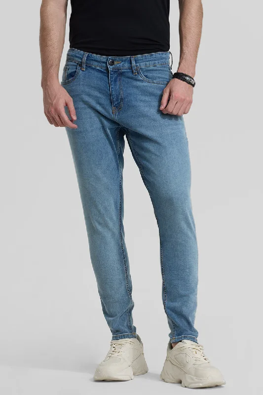 men's wide leg trousers-Light Blue Skinny Fit Jeans