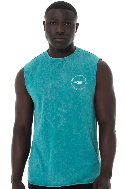 men's tank top plain-Acid Wash Tank _ 151879 _ Teal