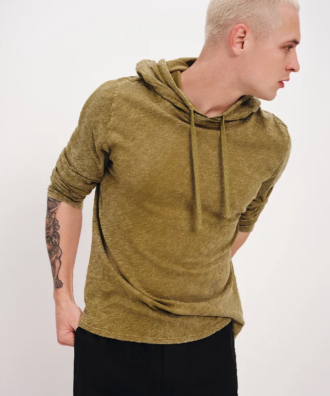 men's lounge hoodies-Slub Jersey with Chroma Wash Long Sleeve Hoodie - Juniper