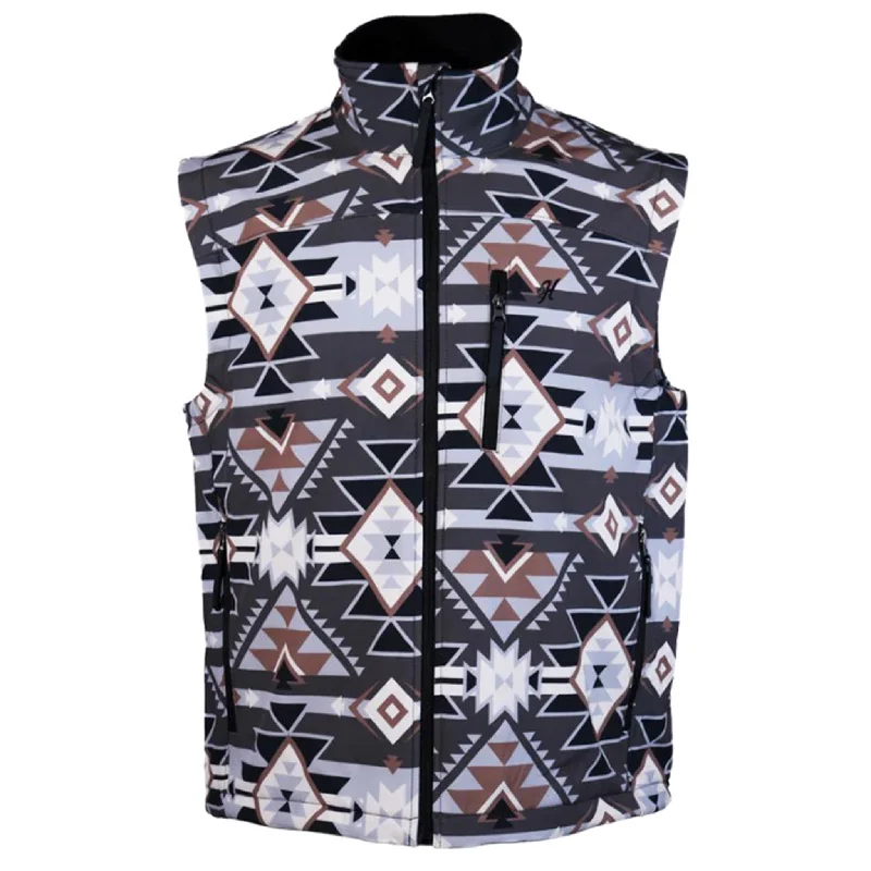 men's training vests-Hooey Men's Tan Grey Aztec Vest