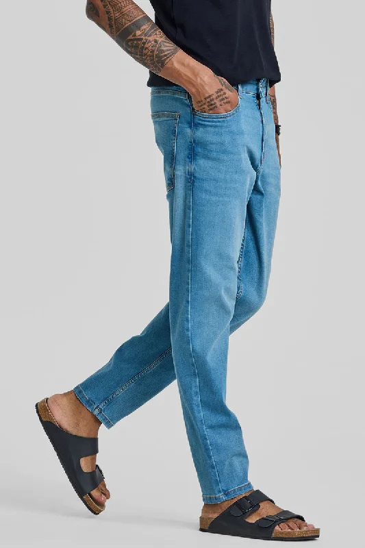 men's fall pants-Blue Tapered Fit Jeans