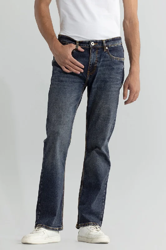 men's modern pants-Delta Pebble Blue Bootcut Jeans