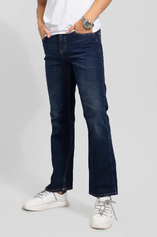 men's office trousers-Bound Dark Blue Bootcut Jeans