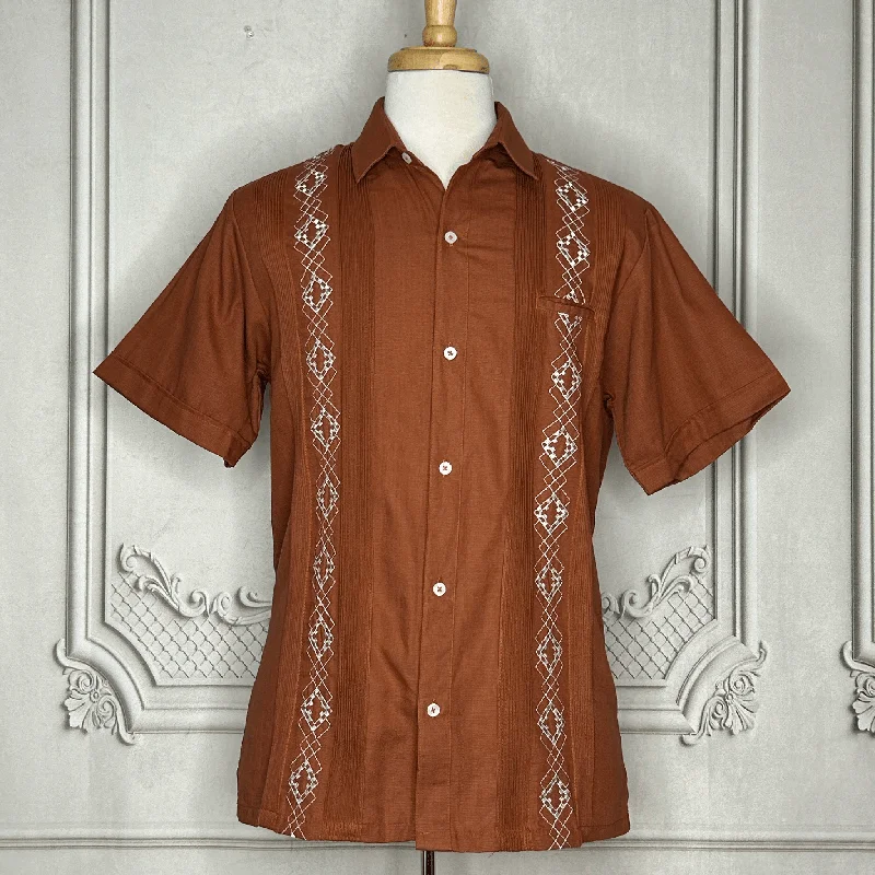 men's high-quality shirts-Men's Linen Guayabera - Texas Spirit