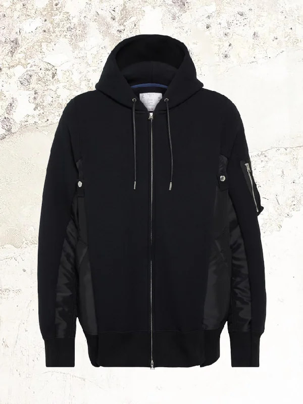 men's home wear sweaters-sacai cotton blend zip-up hoodie