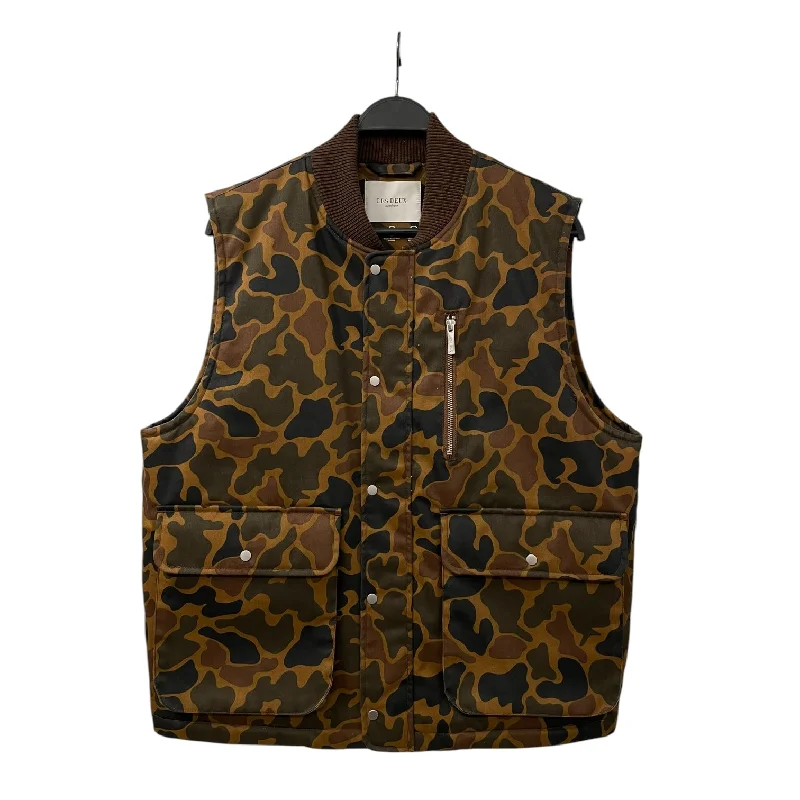 men's streetwear vests-LES DEUX /Puffer Vest/XL/Camouflage/Polyester/BRW/WATER RESISTANT