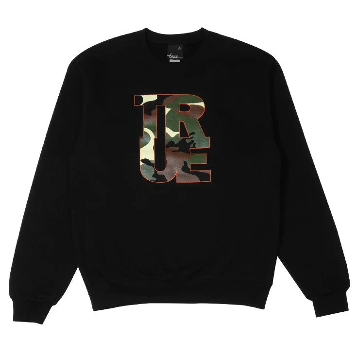 men's polyester sweatshirts-Mens True Logo Camo Crewneck Sweatshirt