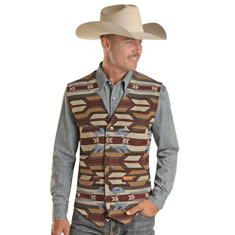 men's practical vests-Rock & Roll Men's Serape Wool Vest