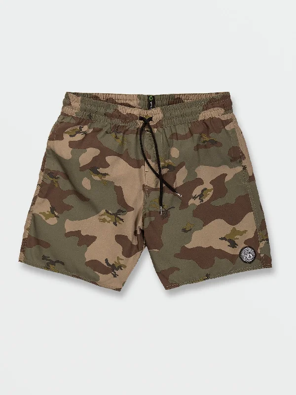 men's outdoor shorts-Center Print Elastic Waist Trunks - Camouflage