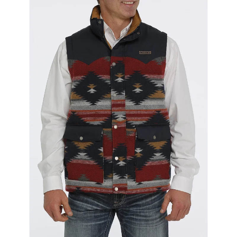 men's safety work vests-Cinch Men's Aztec Puffer Vest