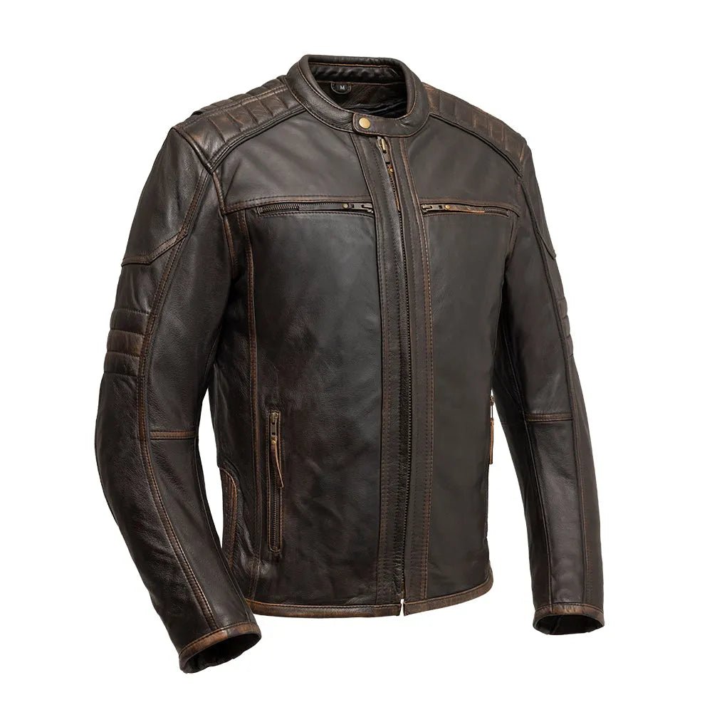 men's layering jackets-Rider Club - Men's Leather Motorcycle Jacket