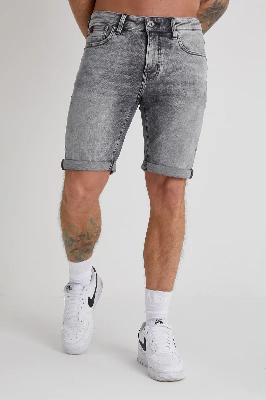 men's sleep pants-Texas denim shorts In Grey wash