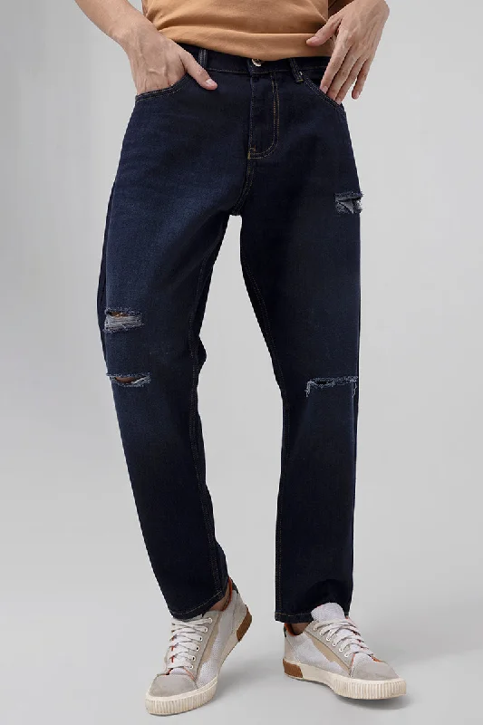 men's travel pants-Boozy Blue Baggy Fit Jeans