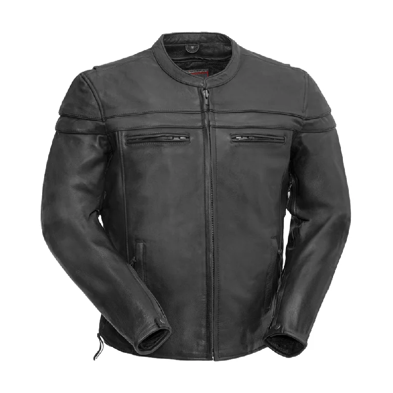 men's neutral color jackets-Maverick Men's Motorcycle Leather Jacket