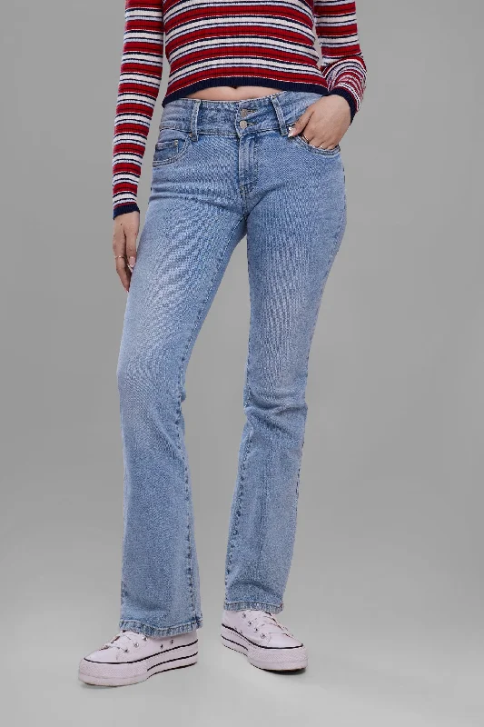 men's pajama trousers-Jeans taille base jambe évasée - Femme