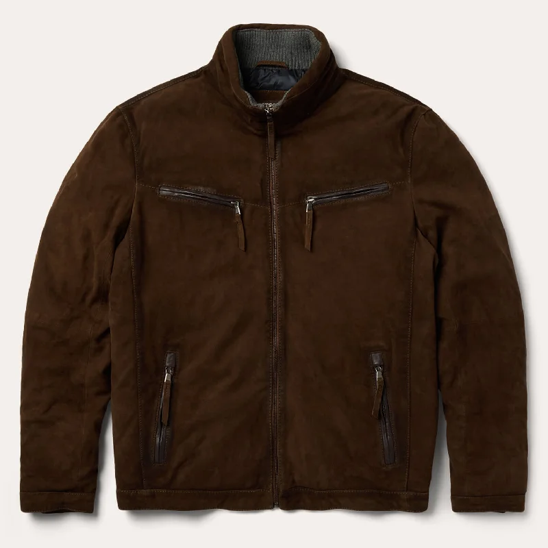 men's safety jackets-Suede Moto Jacket