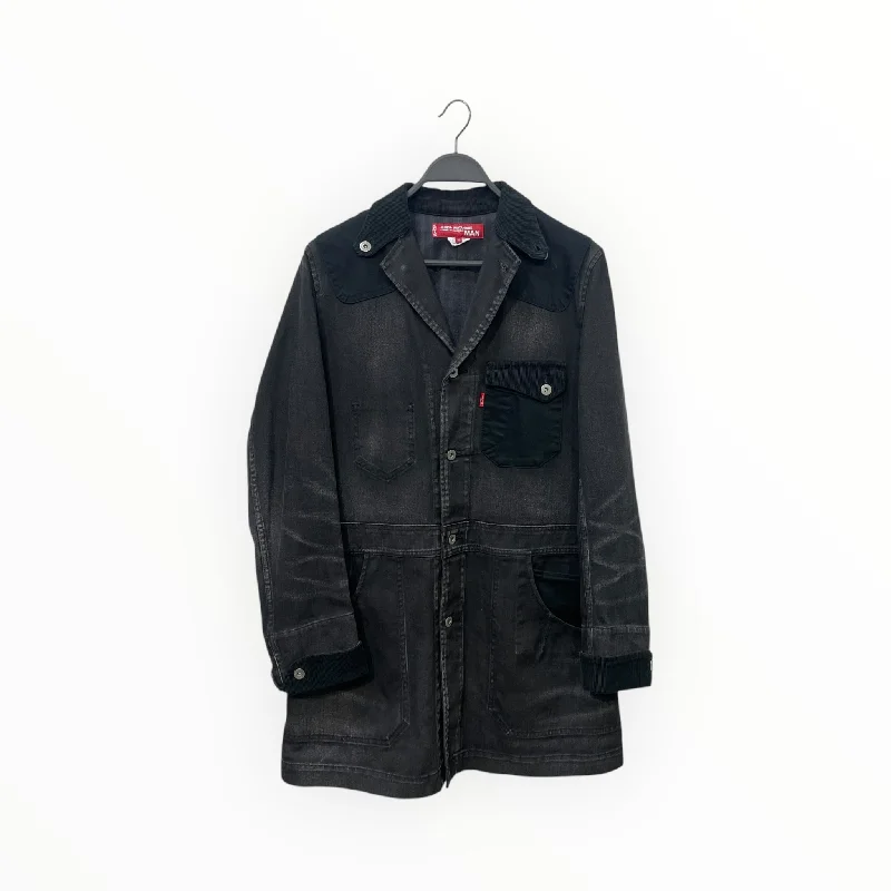 men's affordable coats-JUNYA WATANABE COMME des GARCONS MAN/Coat/M/Cotton/BLK/