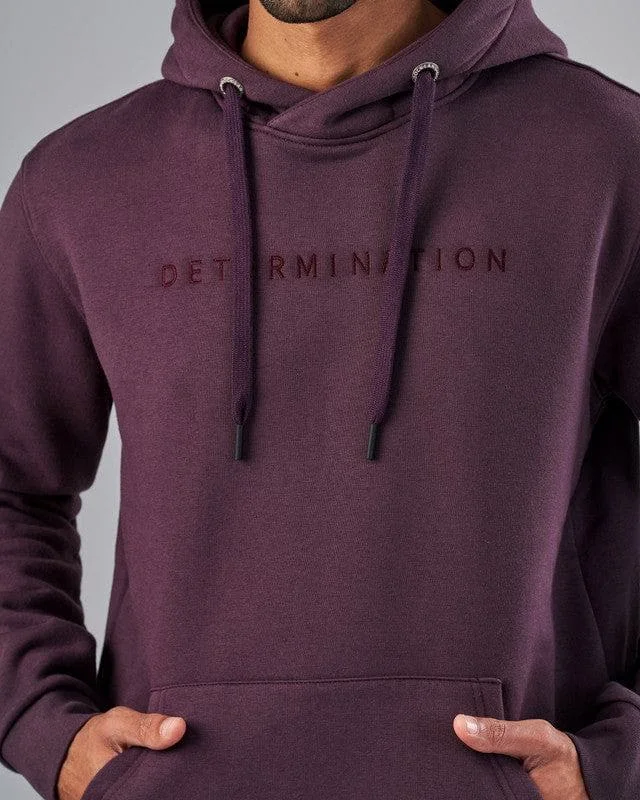 men's minimalist sweatshirts-Embroidered Hoodie  - BURGUNDY