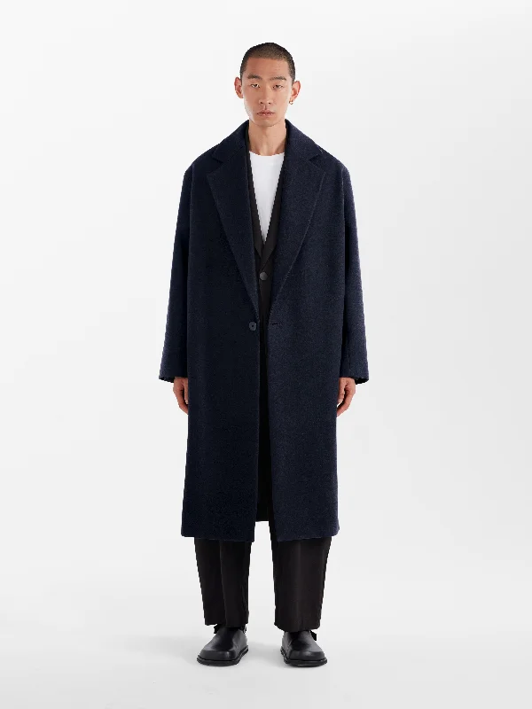 men's event coats-【EXCLUSIVE】NOTCH COAT IN DARK NAVY