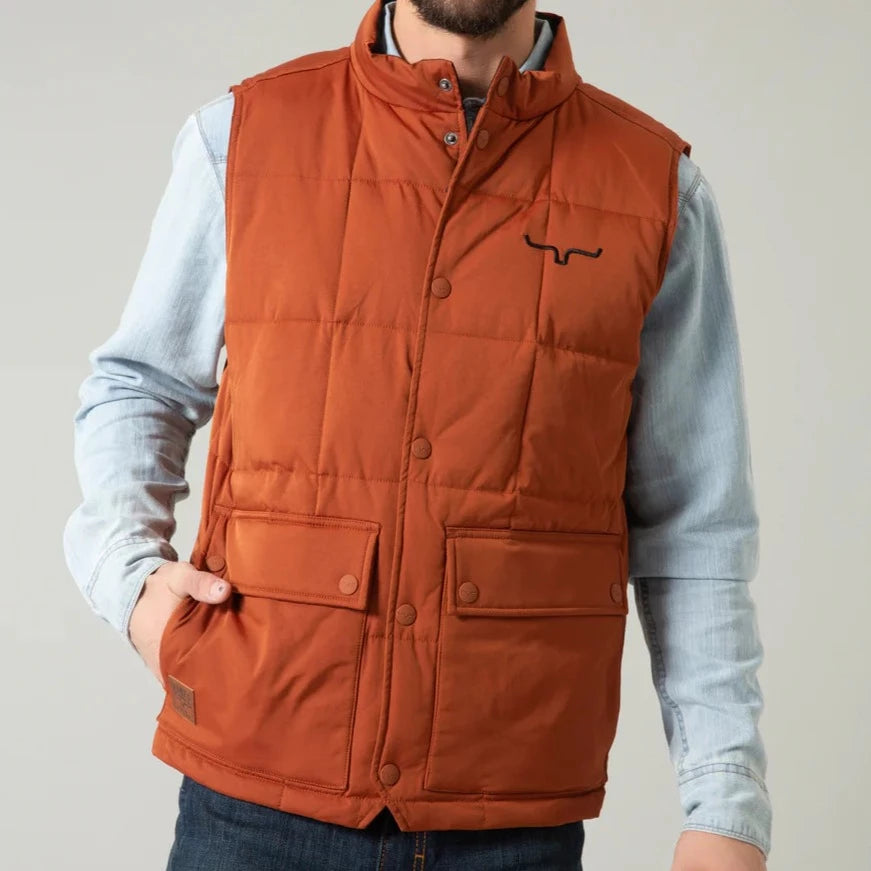 men's trendy vests-Kimes Ranch Men's Dakota Vest in Rustic Brown