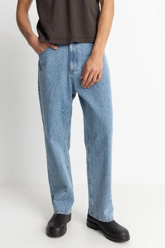 men's running pants-Essential Jean Worn Indigo