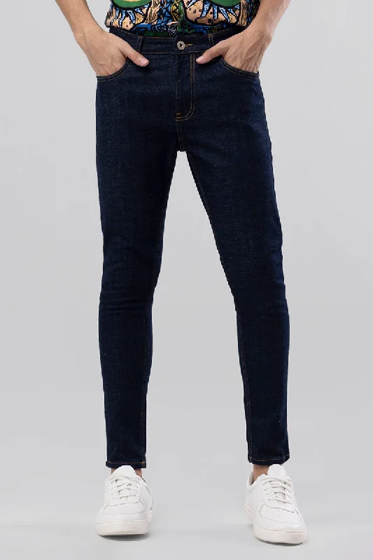 men's khaki pants-Grunge Raw Indigo Skinny Jeans