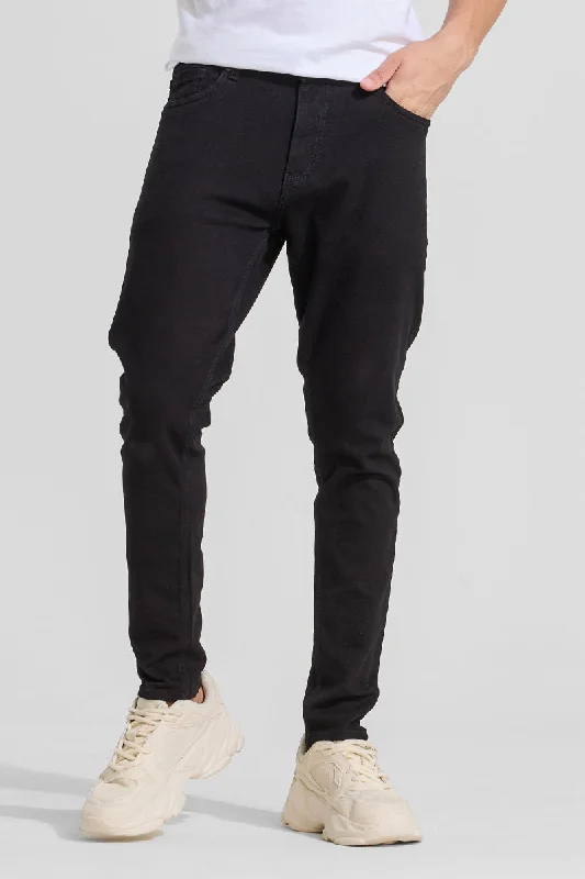 men's cotton pants-Black Skinny Fit Jeans