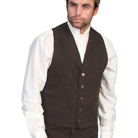 men's spring vests-Scully Men's Classic Canvas Vest in Walnut