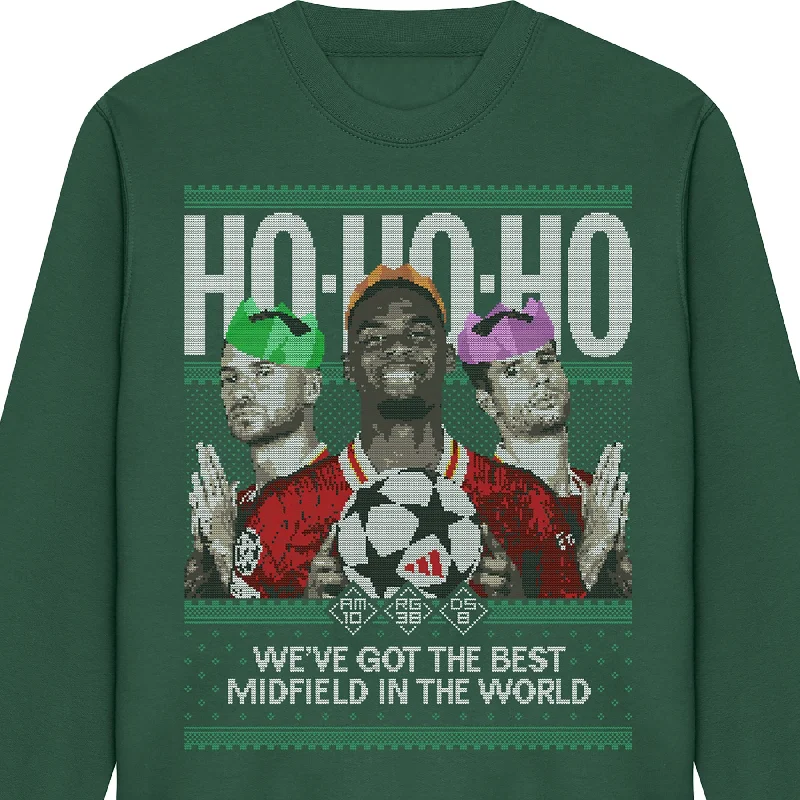 men's casual sweatshirts-Ho-Ho-Ho Best Midfield Xmas Sweatshirt