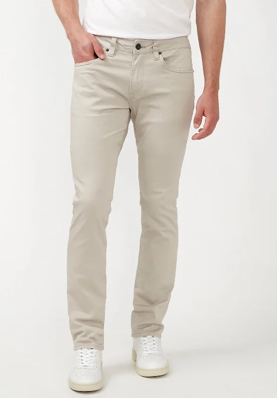 men's slim jeans-Slim Ash Men's Twill Pants in Beige - BM22017