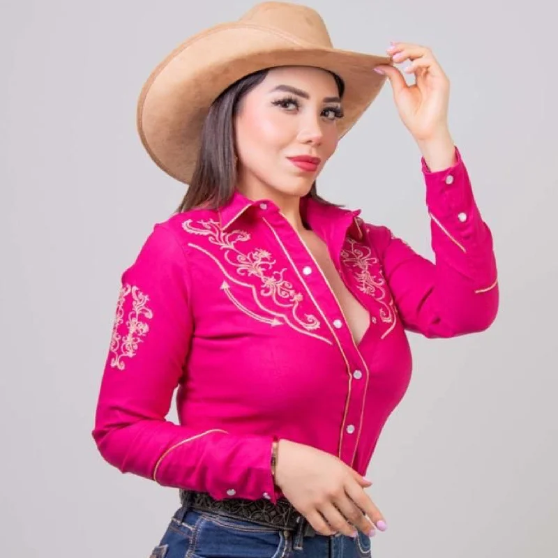 men's patterned shirts-Western Shirt for Women - Pink