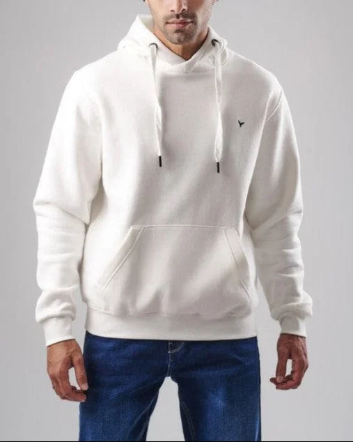 men's vacation sweatshirts-BASIC HOODIE  - OFF WHITE