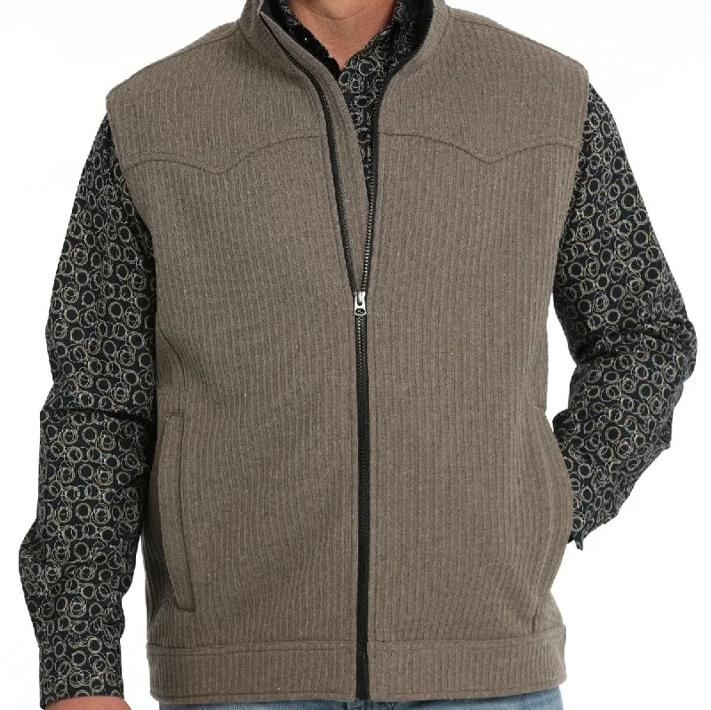 men's cool vests-Cinch Men's Wool Bonded Vest in Khaki