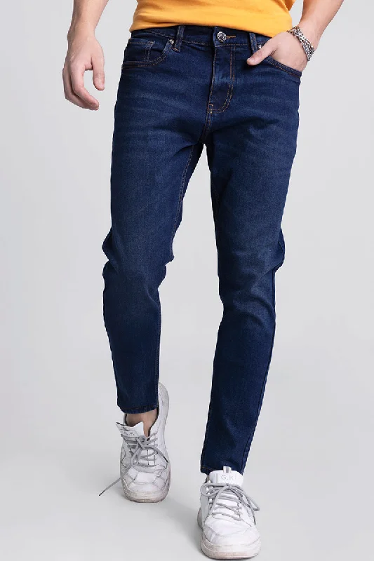 men's durable trousers-Kross Dark Blue Skinny Jeans