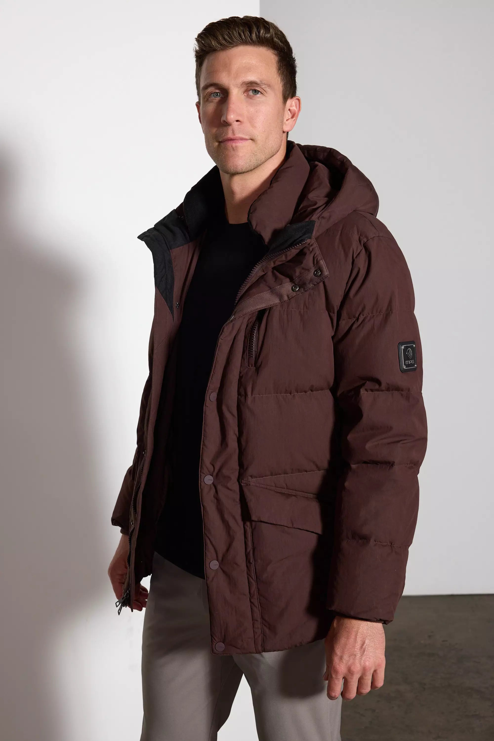 men's recycled jackets-RDS Down Cargo Parka - Chocolate Brown