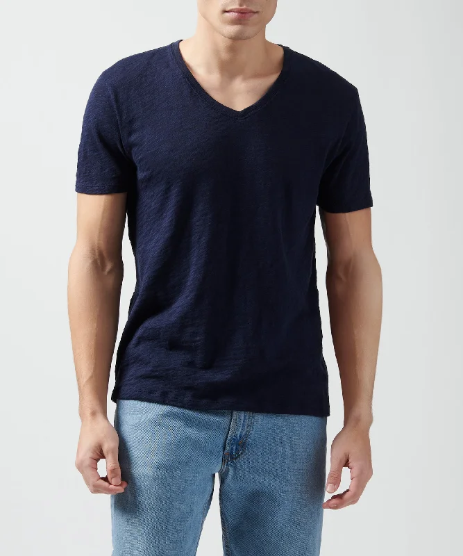 men's outdoor t-shirts-Slub Jersey V-Neck Tee - Midnight