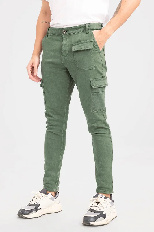 men's stylish pants-Xavie Green Cargo Jeans