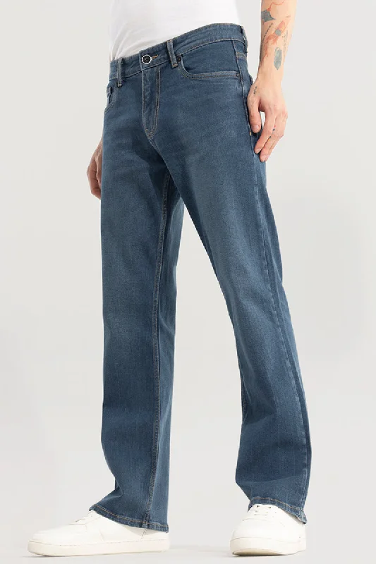 men's sustainable trousers-Dazzle Denim Blue Bootcut Jeans