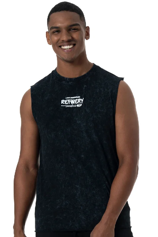 men's tank top mesh-Dirty Dye Tank _ 150454 _ Black