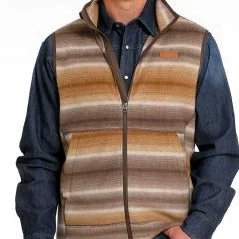 men's UV protection vests-Cinch Men's Multi Brown Fleece Vest