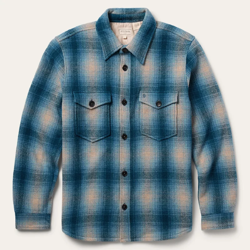 men's track jackets-Wool Plaid Shirt Jacket