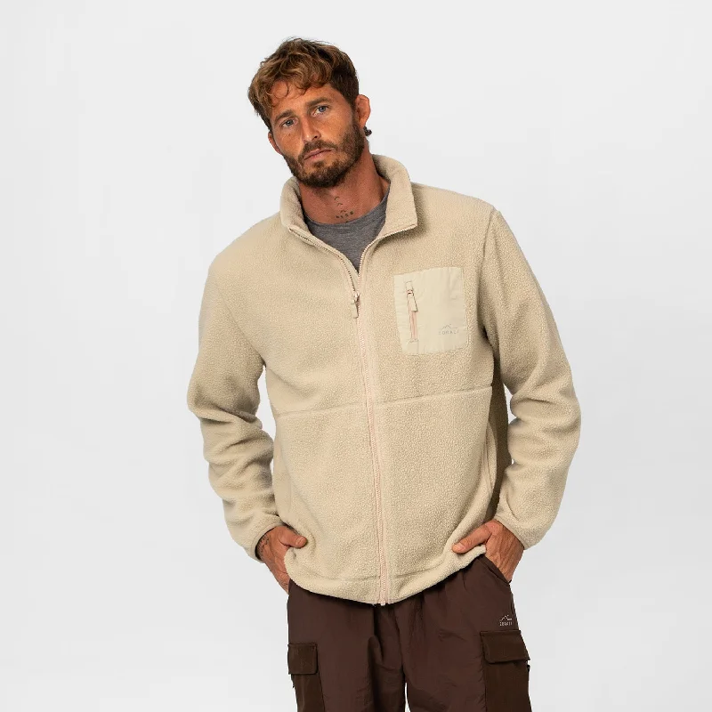 men's sustainable jackets-Mens Cosy Camp Fleece Oat