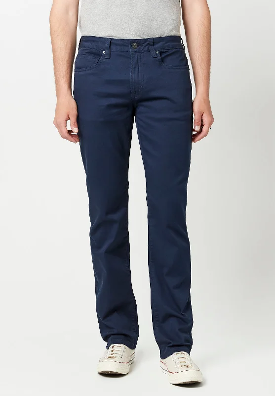 men's wide leg trousers-Straight Six Men's Twill Pants in Deep Navy - BM16083