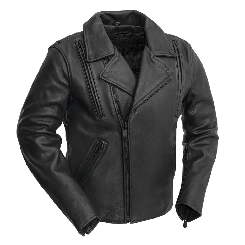 men's parka jackets-Night Rider Men's Motorcycle Leather Jacket